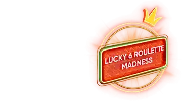Значок с надписью Lucky 6 Roulette Madness, символизирующий промоакцию рулетки в Интернет-казино Флагман.